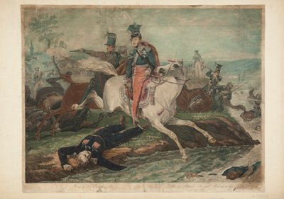 Józef Fürst Poniatowski stirbt beim Überqueren der Elster am 19. Oktober 1813 von Philibert-Louis Debucourt
