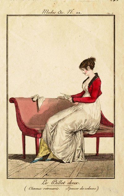Das Liebesbriefchen (Hochgestecktes Haar. Spencer aus Samt) von Philibert-Louis Debucourt