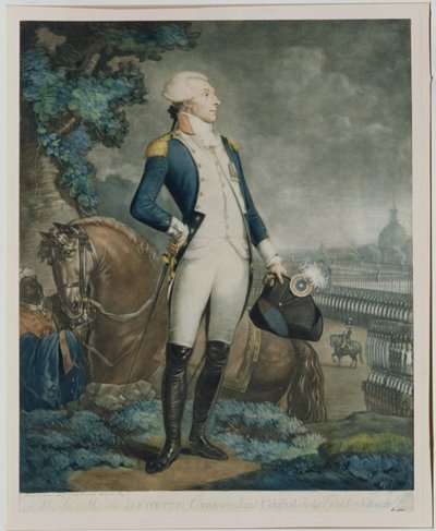 Porträt des Marquis de La Fayette (1757-1834), Kommandant der Nationalgarde, 1790 von Philibert Louis Debucourt