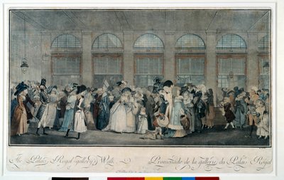 Spaziergang durch die Galerie des Königspalastes im Jahr 1787. Gravur von Louis Philibert Debucourt (1755-1832) von Philibert Louis Debucourt