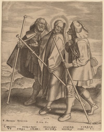 Christus und seine Jünger auf dem Weg nach Emmaus von Philip Galle after Pieter Bruegel the Elder