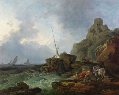 Die Strandräuber (Fischer ziehen ihre Netze im rauen Meer ein) von Philip James de Loutherbourg