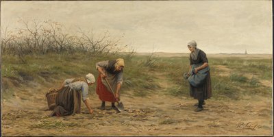 Frauen aus Scheveningen ernten Kartoffeln auf einem Feld von Philip Lodewijk Jacob Frederick Sadee