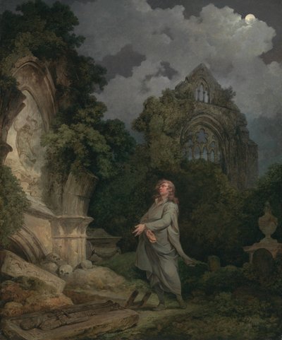 Ein Philosoph auf einem mondbeschienenen Friedhof von Philippe-Jacques de Loutherbourg