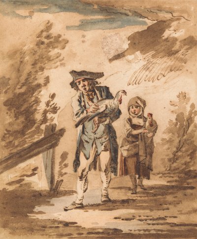 Bauern mit Geflügel kehren vom Markt zurück von Philippe Jacques de Loutherbourg