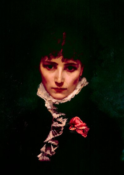 Porträt der Komikerin Sarah-Henriette Bernard, genannt Sarah Bernhardt (1844-1923) (Detail) von Philippe Parrot