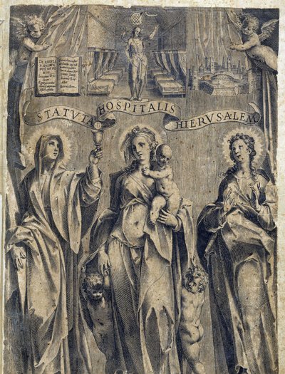 Frontispiz der Statuten des Ordens von Malta „Statuta Hospitalis Hervsalem“, von Philippe Thomassin, spätes 16. Jahrhundert von Philippe Thomassin