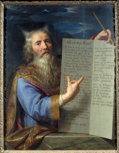Moses und die Gesetzestafeln. Gemälde von Philippe De Champaigne (1602-1674) von Philippe de Champaigne