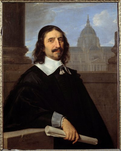 Porträt des Architekten Jacques Lemercier (1585-1654) vor der Kapelle der Sorbonne von Philippe de Champaigne