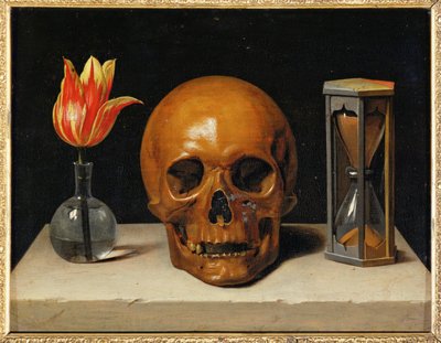 Vanitas, Allegorie der vergänglichen Zeit mit Schädel und Sanduhr von Philippe de Champaigne