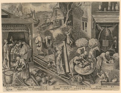 Klugheit (Prudentia), Blatt 5 der Folge „Die sieben Tugenden“ von Philips Galle