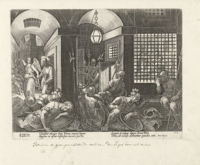 Petrus wird von einem Engel aus dem Gefängnis befreit von Philips Galle
