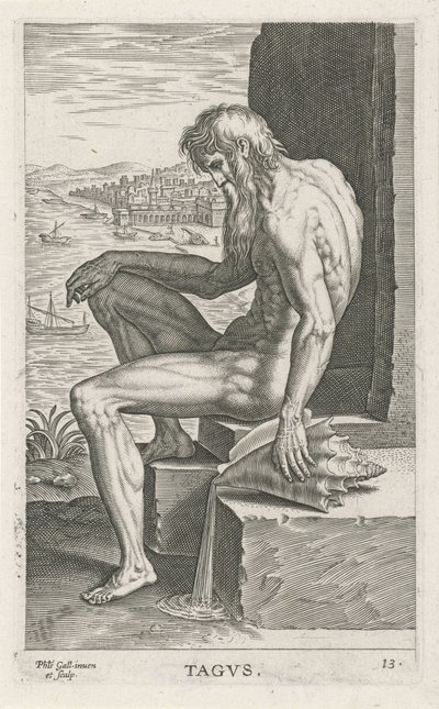 Flussgott Tagus (Tagvs) (Fluss- und Meeresgötter) von Philips Galle