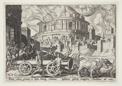 Die Chaldäer tragen die Säulen des Tempels von Jerusalem weg von Philips Galle
