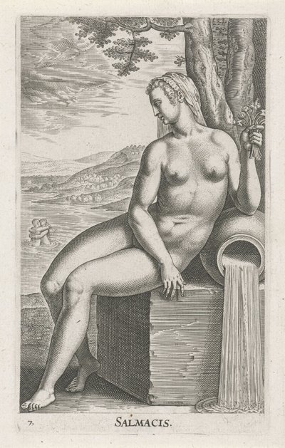 Wassernymphe Salmacis (Strom- und Wassernymphen, Nimpharum oceanitidum, ephydridum potamidum naiadum) von Philips Galle