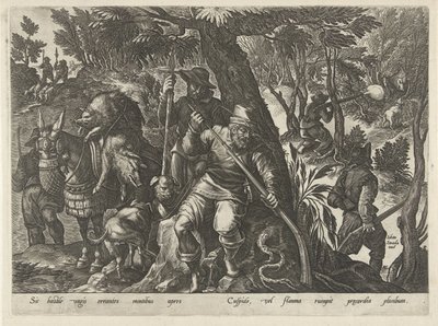 Schweinejagd mit Gewehren von Philips Galle