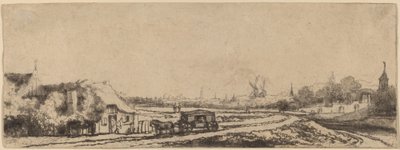 Landschaft mit einer Kutsche von Philips Koninck