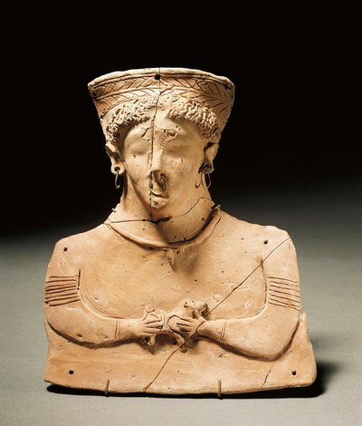 Phönizische Kunst: Terrakotta-Statuette der Göttin Tanit, durchbohrte Ohren und Nase. 3.-2. Jahrhundert v. Chr. Madrid, Museo Arqueologico Nacional von Phoenician