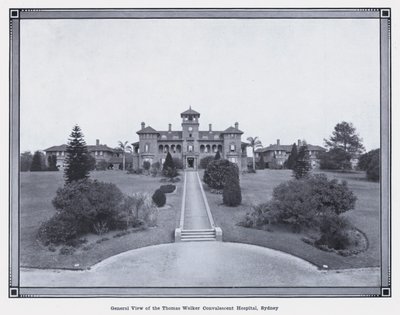 Gesamtansicht des Thomas Walker Genesungskrankenhauses, Sydney (s/w Foto) von Photographer Australian