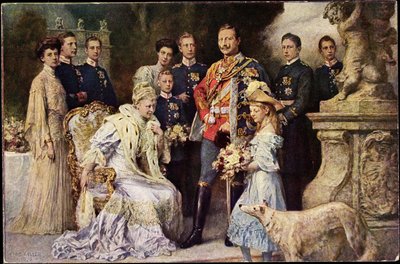 Kaiser Wilhelm II., Auguste Viktoria, Viktoria Luise, Windhund, Preußen von Photographer German