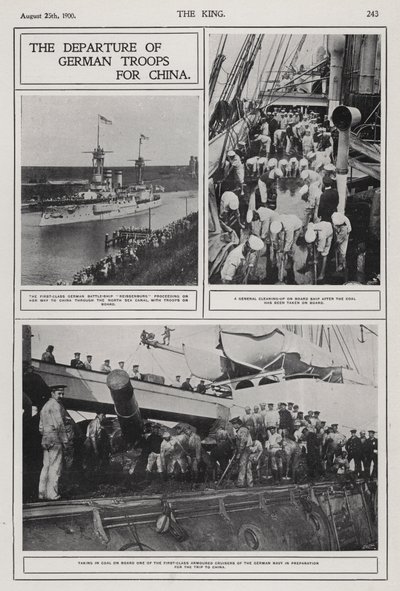 Abreise deutscher Truppen nach China zur Niederschlagung des Boxeraufstands, August 1900 von Photographer German