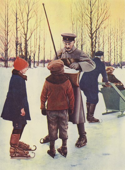 Im Winter geht dieser deutsche Postbote auf Schlittschuhen seine Runde von Photographer German