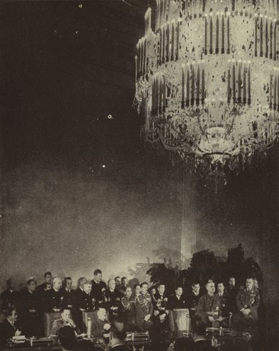 Unterzeichnung des Dreimächtepakts zur Bildung der Achse Japan, Nazideutschland und faschistisches Italien in der Reichskanzlei, Berlin, Zweiter Weltkrieg, 27. September 1940 von Photographer German