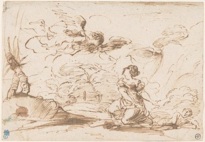 Der Engel erscheint Hagar und Ismael in der Wüste von Pier Francesco Mola