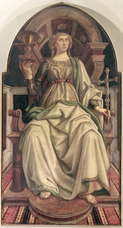 Glaube, aus einer Serie von Tafeln, die die Tugenden darstellen, entworfen für den Ratssaal der Kaufmannsgilde, 1469 von Piero del Pollaiolo