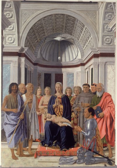 Madonna mit Kind und Heiligen, Engeln und Federico da Montefeltro von Piero dellaFrancesca