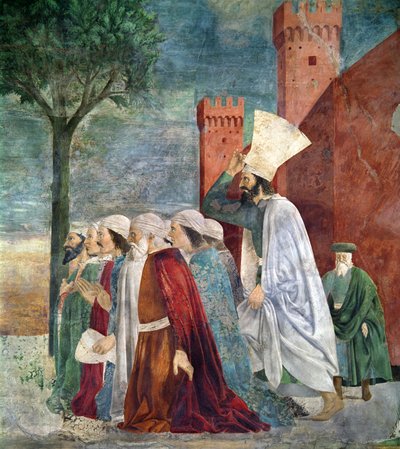 Heraklius bringt das Kreuz nach Jerusalem zurück, aus der Legende des Wahren Kreuzes (Detail) von Piero della Francesca