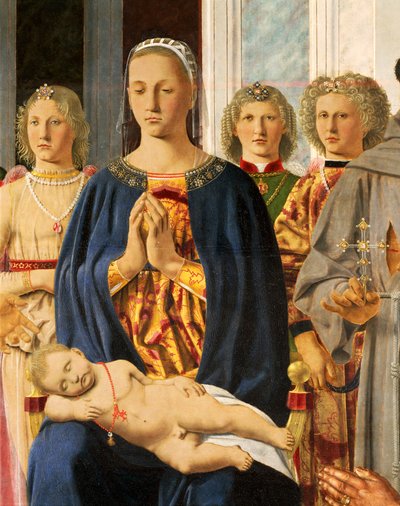Madonna mit Kind, umgeben von Engeln, Detail des Brera-Altarbildes von Piero della Francesca