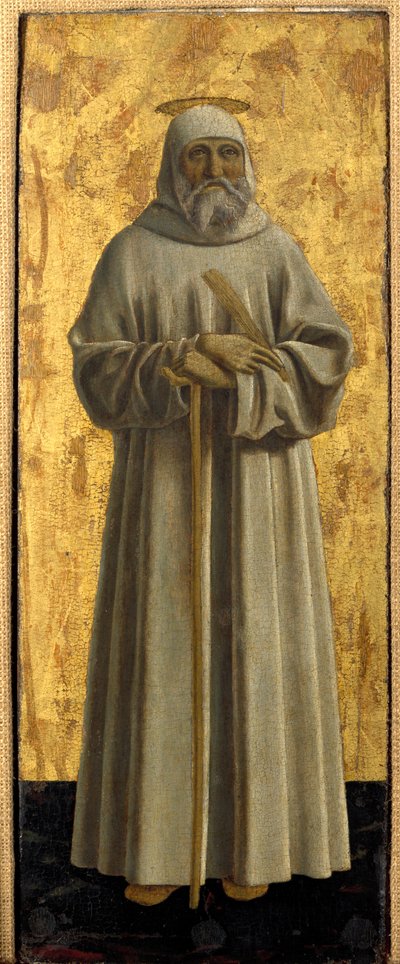 Polyptychon der Barmherzigkeit: Die Jungfrau der Barmherzigkeit, umgeben von Heiligen (Detail, zeigt den heiligen Benedikt von Nursia) von Piero della Francesca