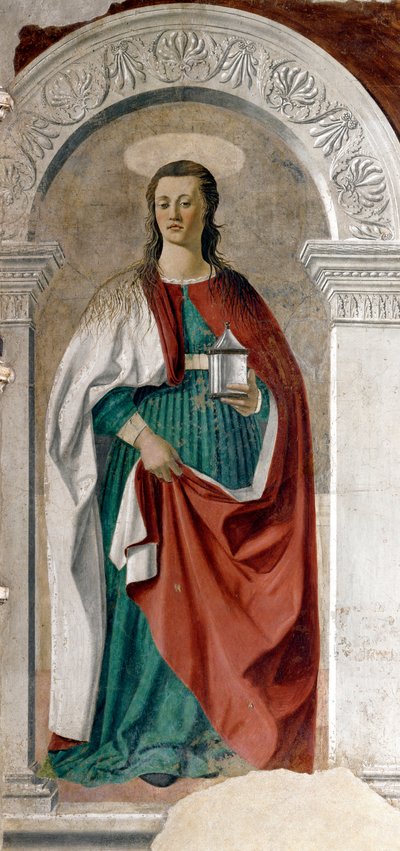 Heilige Maria Magdalena, Fresko von Piero della Francesca (1415/20-1492) um 1460, Arezzo, Kathedrale von Piero della Francesca
