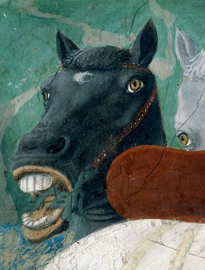 Die Legende vom Wahren Kreuz, der Empfang der Königin von Saba durch König Salomo (Detail) von Piero della Francesca