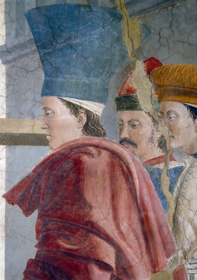 Die Legende vom Wahren Kreuz, die Überprüfung des Wahren Kreuzes (Detail) von Piero della Francesca