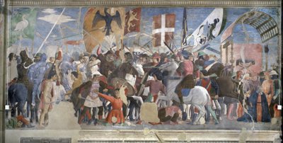 Der Sieg von Heraklius und die Hinrichtung von Chosroes, 628 n. Chr., aus dem Zyklus des Wahren Kreuzes, abgeschlossen 1464 von Piero della Francesca