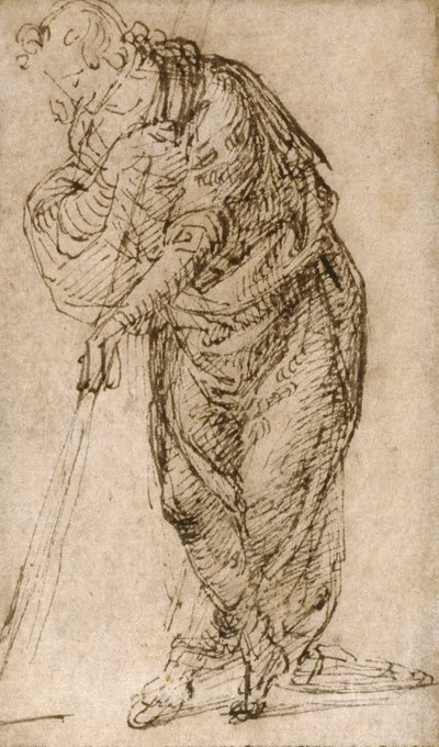 Stehende Figur, die sich auf einen Stab stützt von Piero di Cosimo