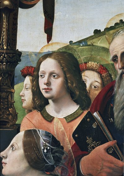Jungfrau und Kind auf dem Thron, umgeben von Heiligen (Detail) von Piero di Cosimo