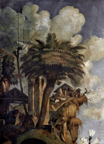 Jungfrau und Kind auf dem Thron, umgeben von Heiligen (Detail) von Piero di Cosimo