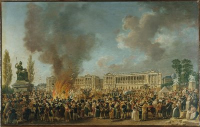 Das Fest der Einheit und der Wiedervereinigung, auf dem Platz der Revolution, um 1793 von Pierre Antoine Demachy