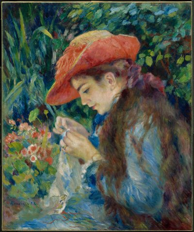 Marie-Thérèse Durand-Ruel beim Nähen von Pierre-Auguste Renoir