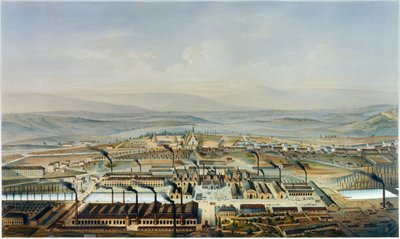 Ansicht der Creusot- und Chateau de la Verrerie-Werkstätten, Lithographie nach Aquarell von Pierre Tremaux (1818-1895) von Pierre (after) Tremaux