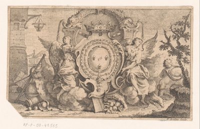 Allegorische Darstellung mit dem Wappenschild der französischen Krone von Pierre Alexandre Aveline