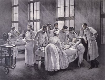 Der Krupphusten geheilt von Doktor Roux, graviert von E. Buval von Pierre Andre Brouillet