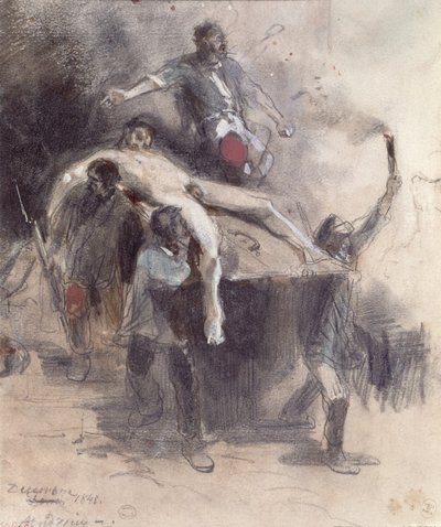 Männer tragen eine Leiche weg, 23. Februar 1848 von Pierre Andrieu