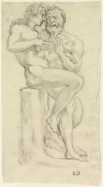 Studie einer nackten Figur und eines Fauns von Pierre Andrieu