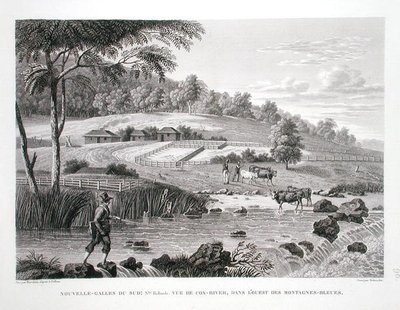 Neusüdwales, Neuholland: Blick auf den Cox River im Westen der Blauen Berge, aus 