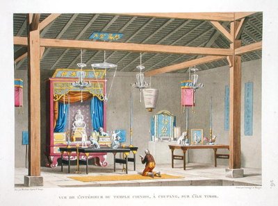 Ansicht des Inneren des chinesischen Tempels in Kupang, auf der Insel Timor, aus 