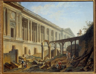 Freilegung der Kolonnade des Louvre. Arbeiten durchgeführt von Jacques Germain Soufflot. Gemälde von Pierre Demachy von Pierre Antoine Demachy